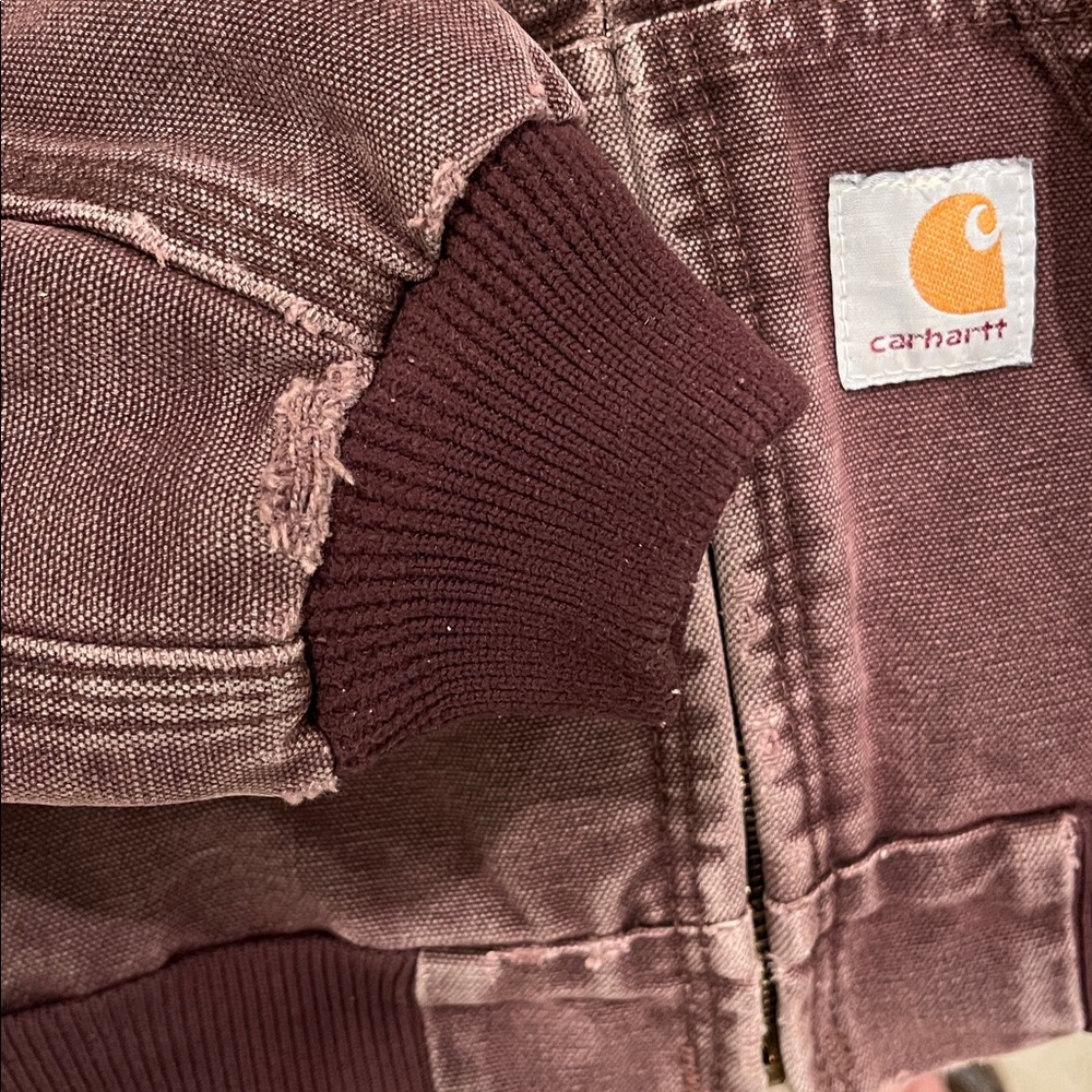 Vintage Kids Carhartt Active Jacket Faded Burgundy Duck Canvas Size 4T - Picture 8 of 8